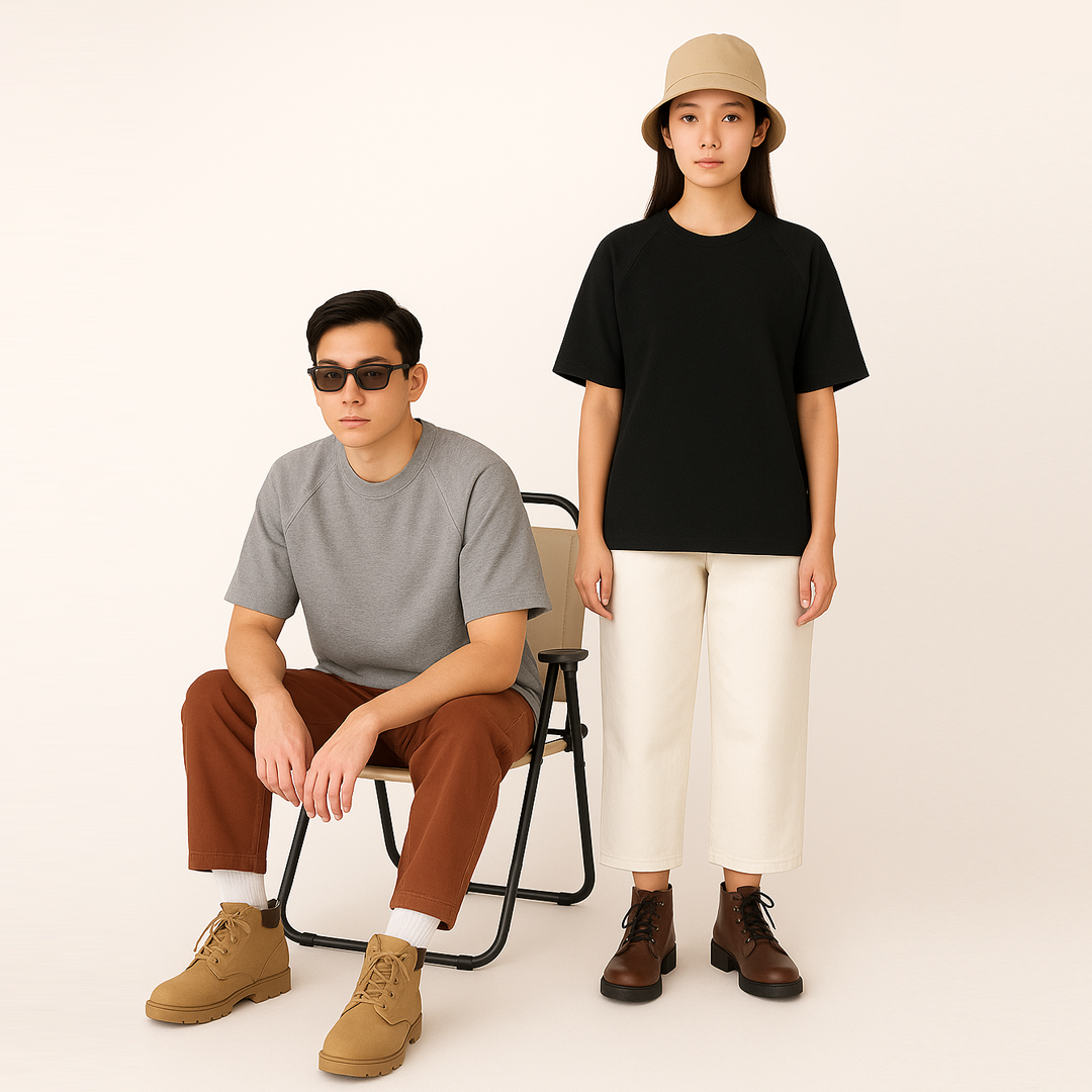 RelaxTee เสื้อคอกลมลาย  แขนสั้น ฤดูร้อนปี 2025 สำหรับผู้ชาย ดีไซน์บ่าตรง ใส่แล้วดูผอมเพรียว สไตล์สปอร์ต