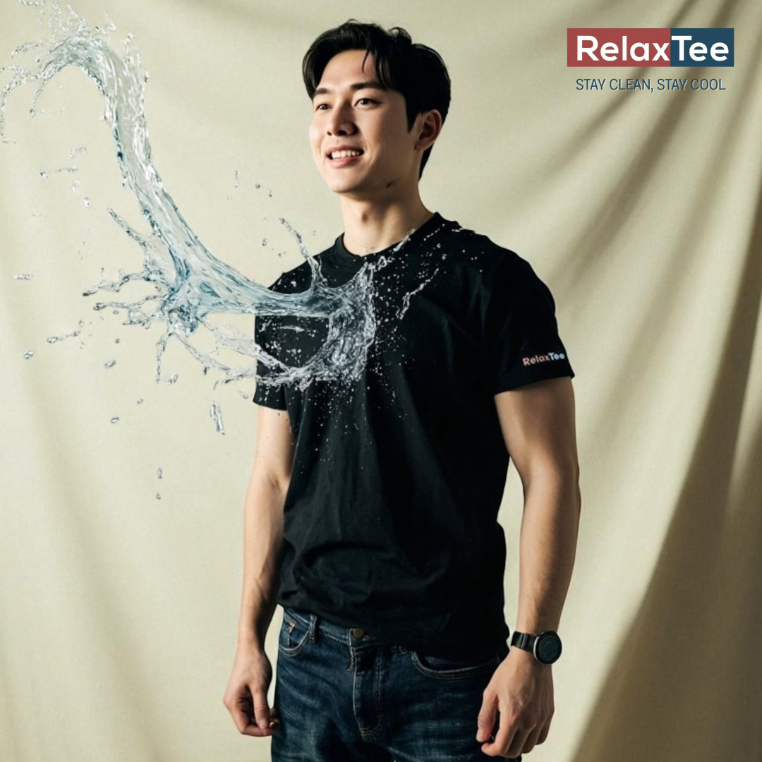 RelaxTee เสื้อยืดแขนสั้นยูนิเซ็กส์ 3 การป้องกัน ระบายอากาศดี สวมใส่สบาย กันน้ำ กันน้ำมัน กันคราบ ผ้าฝ้ายแท้ 100% อ่อนโยน