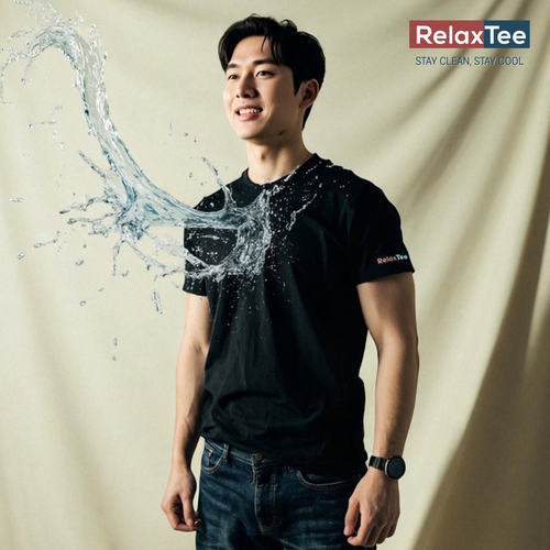 RelaxTee เสื้อยืดแขนสั้นยูนิเซ็กส์ 3 การป้องกัน ระบายอากาศดี สวมใส่สบาย กันน้ำ กันน้ำมัน กันคราบ ผ้าฝ้ายแท้ 100% อ่อนโยน