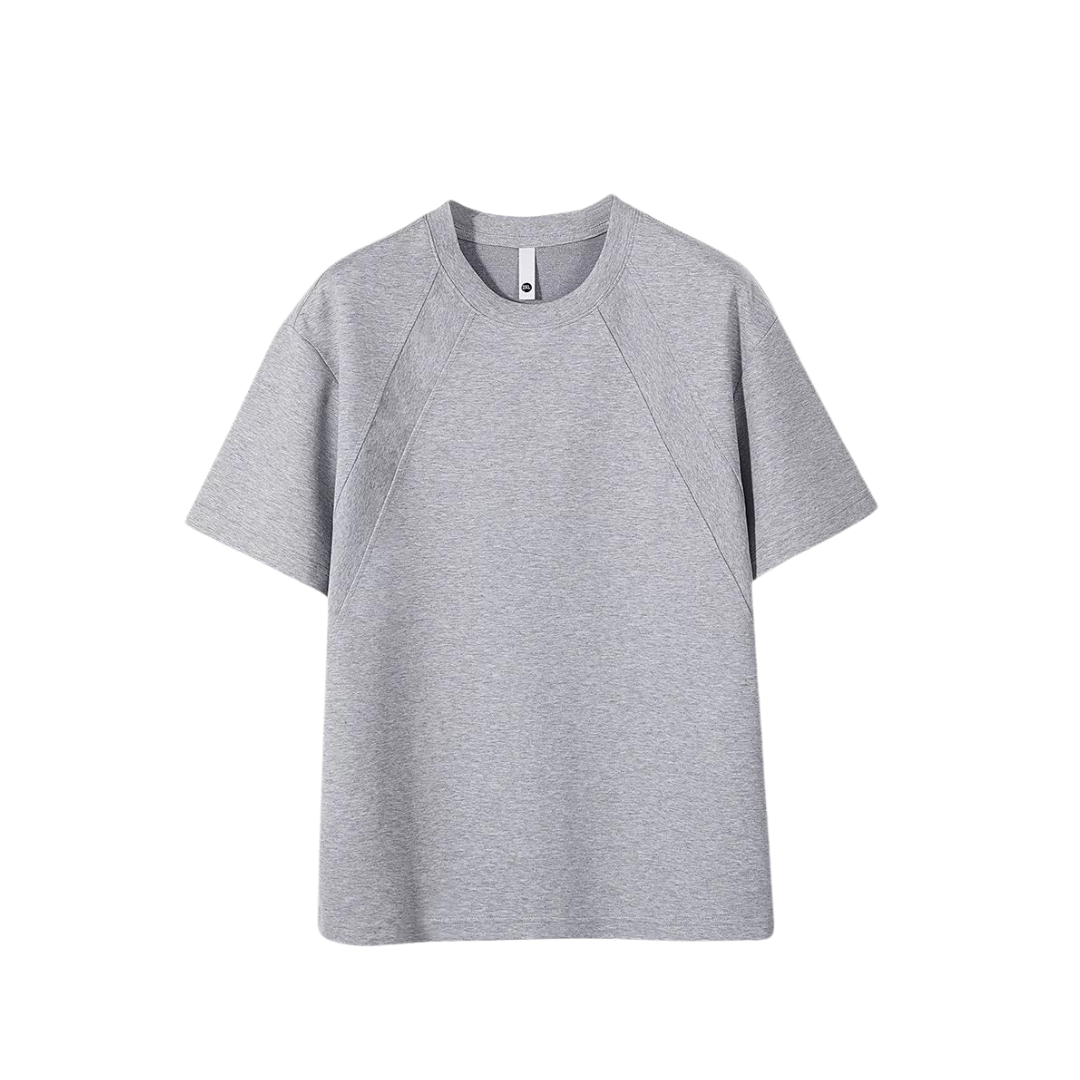 RelaxTee เสื้อคอกลมลาย  แขนสั้น ฤดูร้อนปี 2025 สำหรับผู้ชาย ดีไซน์บ่าตรง ใส่แล้วดูผอมเพรียว สไตล์สปอร์ต